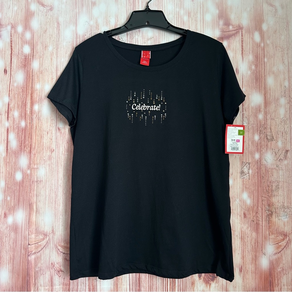 Target Black Celebrate Studded Holiday Crewneck Short Sleeve T Shirt Size XXL